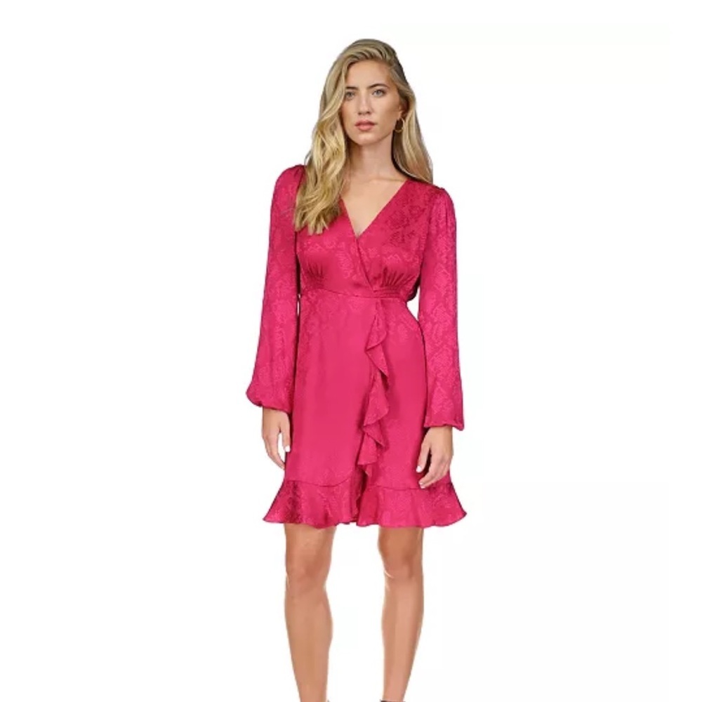 NWT Lauren Ralph Lauren Jacquard Fuchsia Dress Size Xsmall